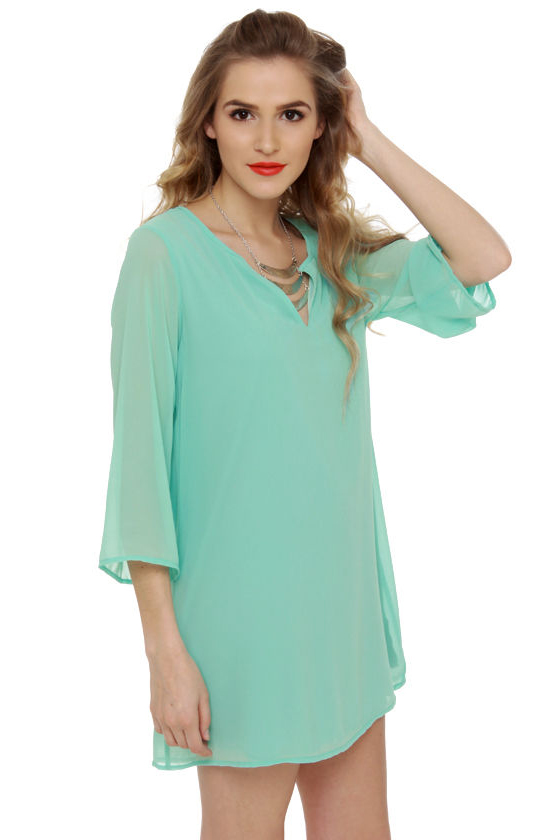 Full of Promise Turquoise Blue Shift Dress