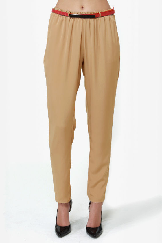 High-Waisted Hopes Beige Pants