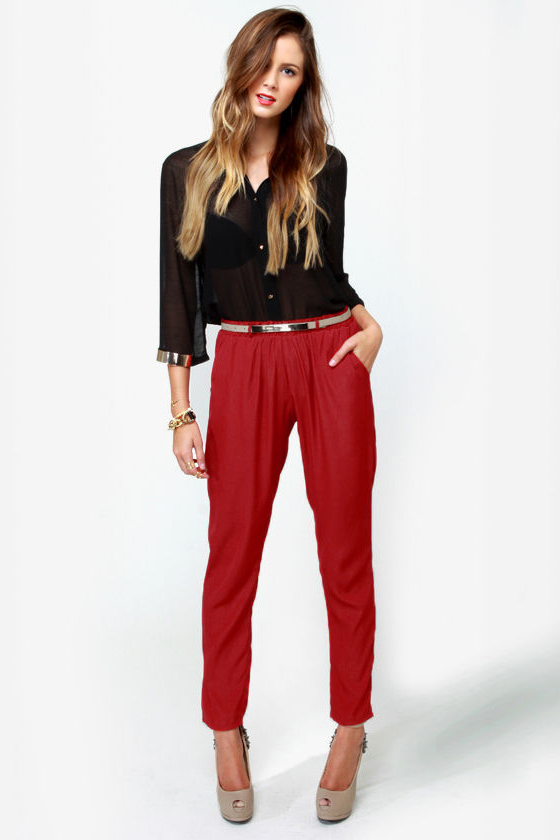 High-Waisted Hopes Red Pants