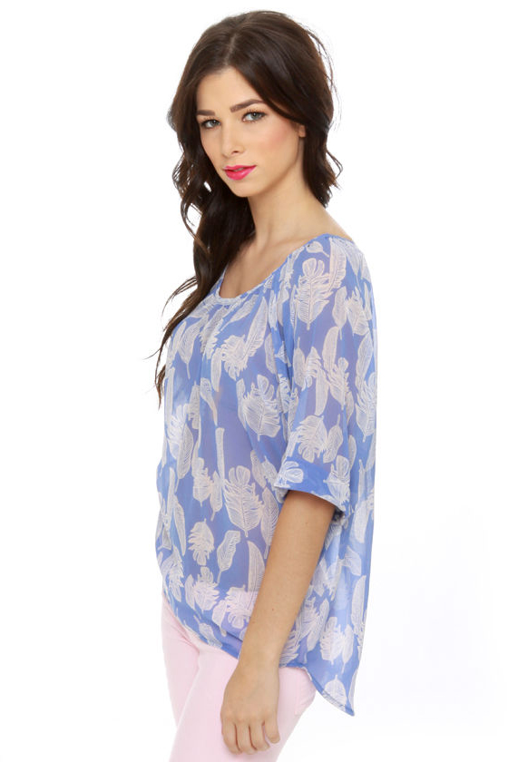In Plume Blue Print Top