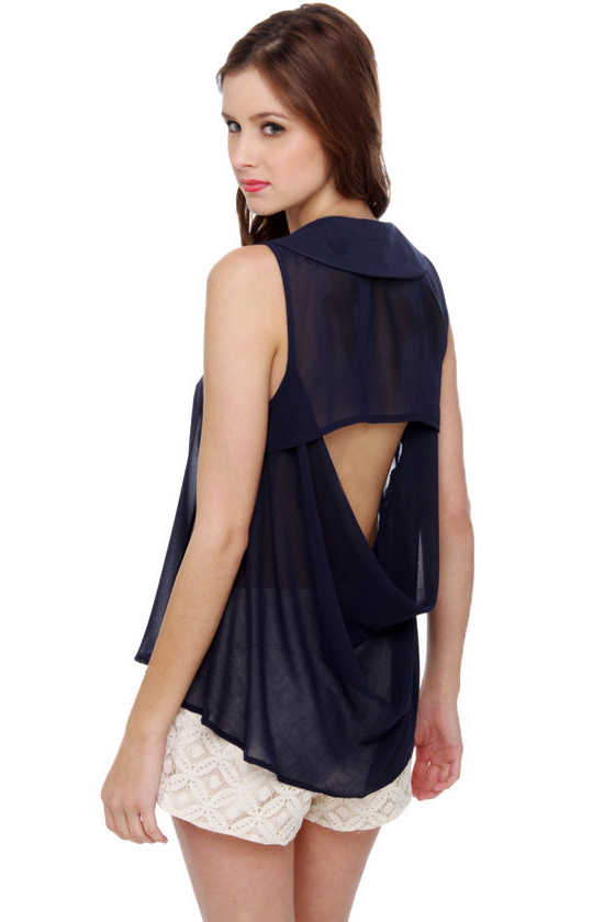 Rockin\' the Clock In Navy Blue Top