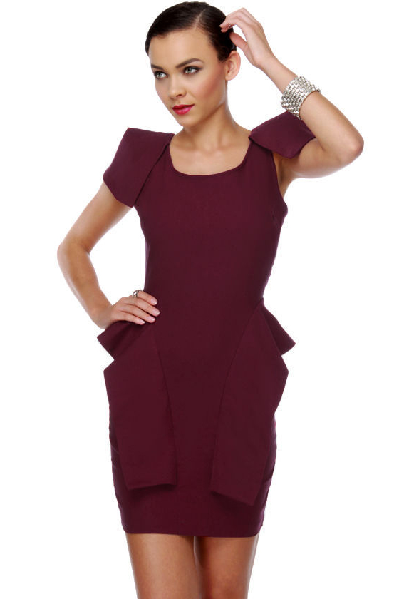 strapless open back dress Norma Kamali Cap Sleeve Shoulder Pad Peplum Dress main image 0