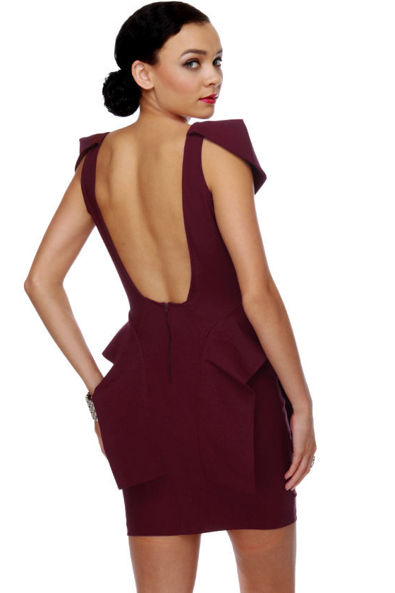 Peppy Peplums Burgundy Red Dress
