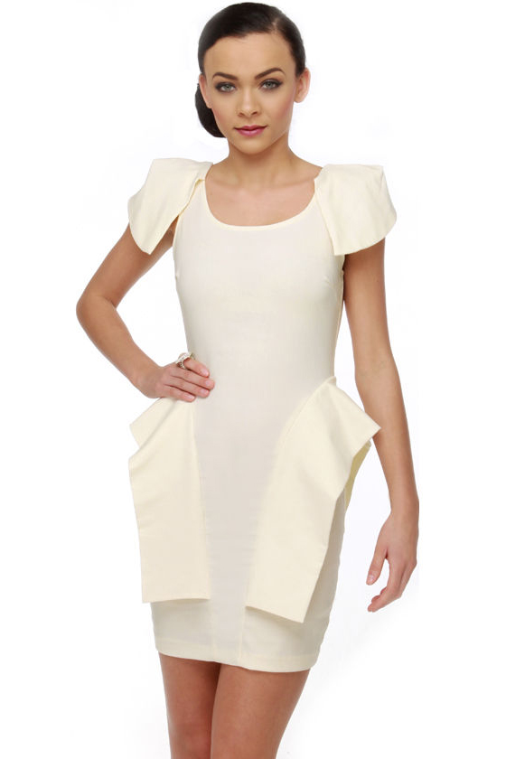 Peppy Peplums Ivory Dress