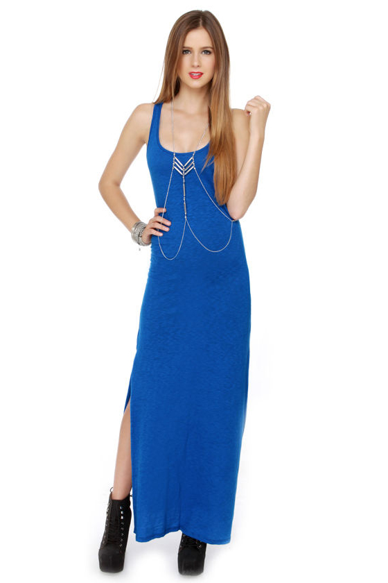 All Night Long Blue Maxi Dress