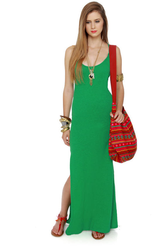 All Night Long Green Maxi Dress