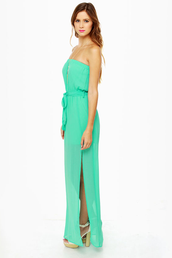 Mermaid in Heaven Strapless Turquoise Maxi Dress