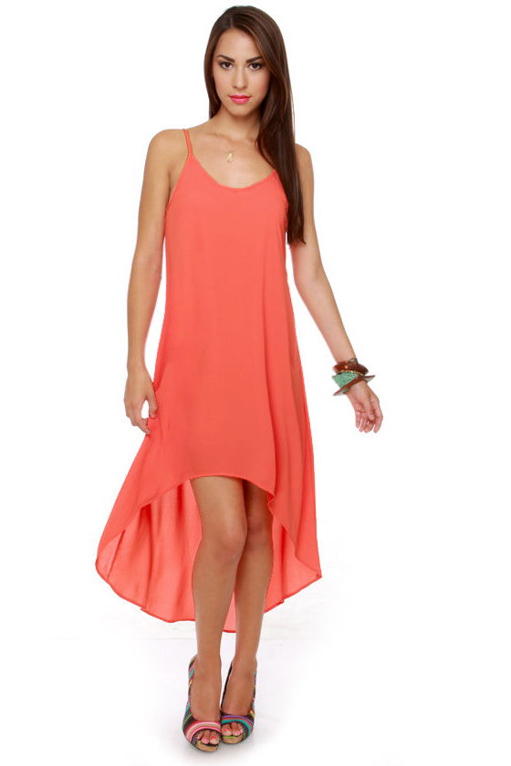 Cute High-Low Dress - Coral Dress - Orange Dress - $43.00 - Lulus