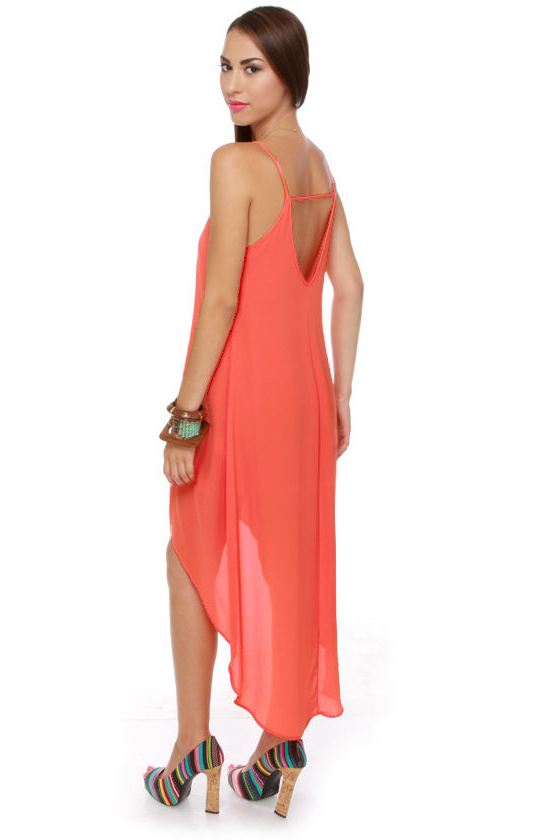 Point Break High-Low Coral Dress