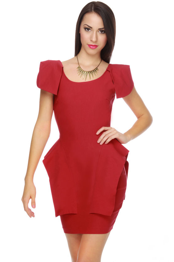 Peppy Peplums Scarlet Red Dress