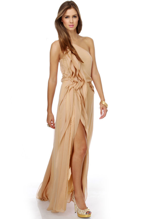 Rose Maiden One Shoulder Maxi Dress