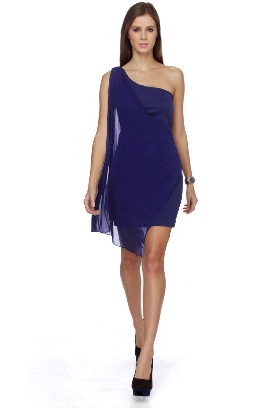 Mykonos Windmill One Shoulder Royal Blue Dress