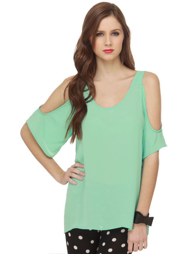 Deep V Diving Mint Green Top
