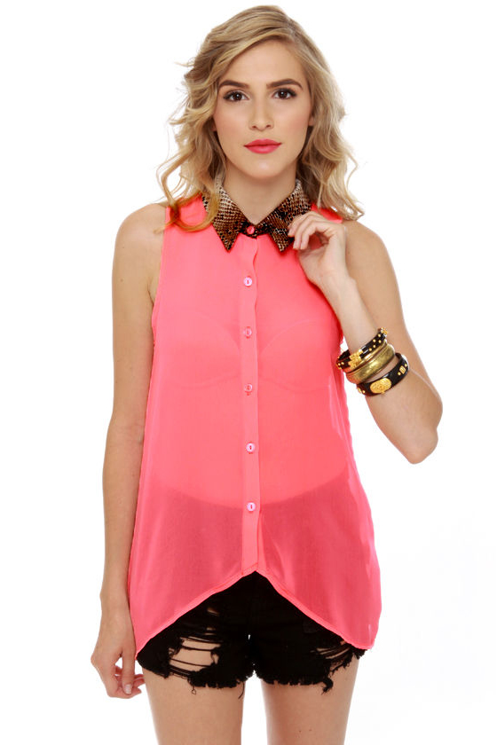 Snake Your Body Line Neon Pink Top