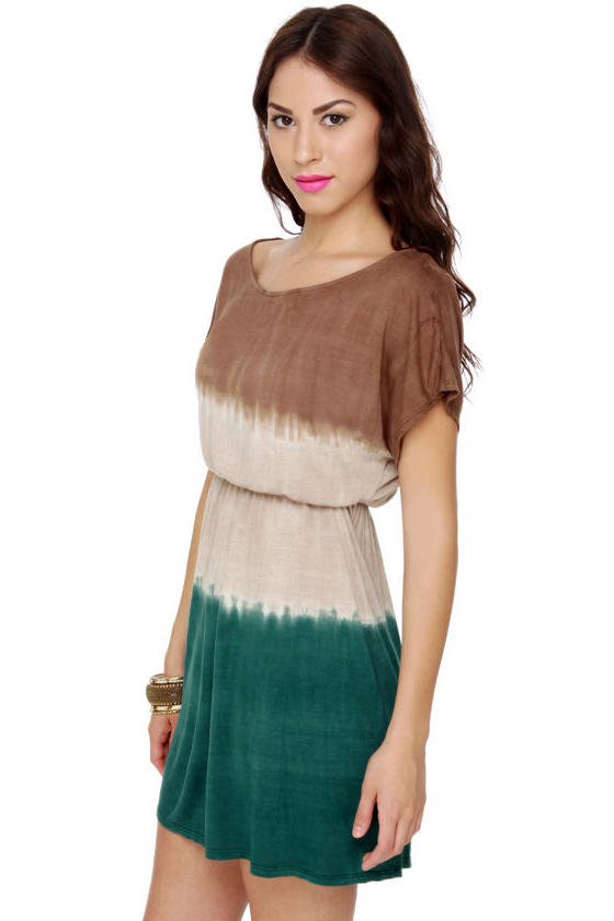 Tie Dye For Brown and Teal Dress