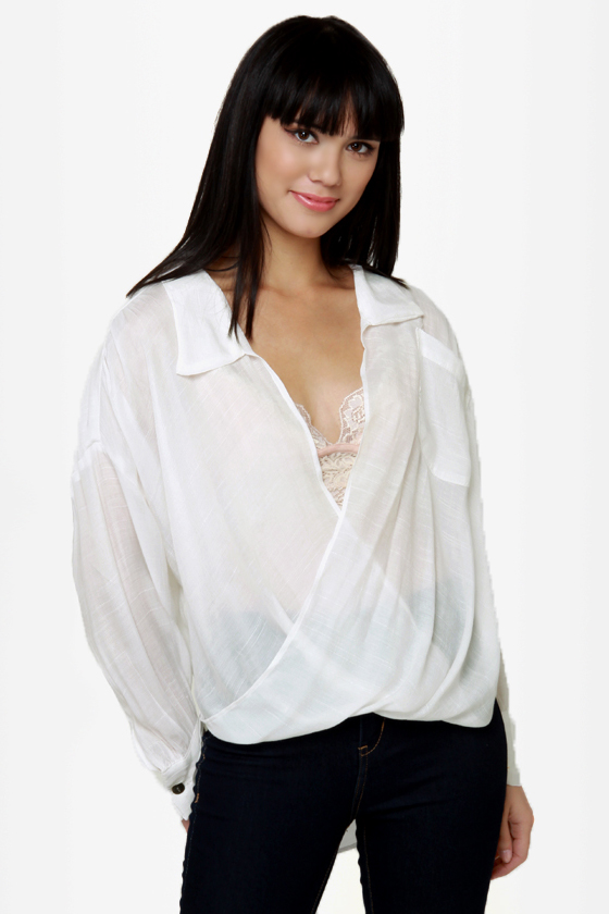 Lucy Love Jamison Sheer White Top