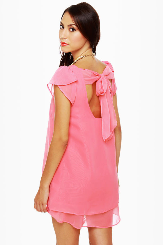 Lucy Love Dominique Coral Pink Shift Dress