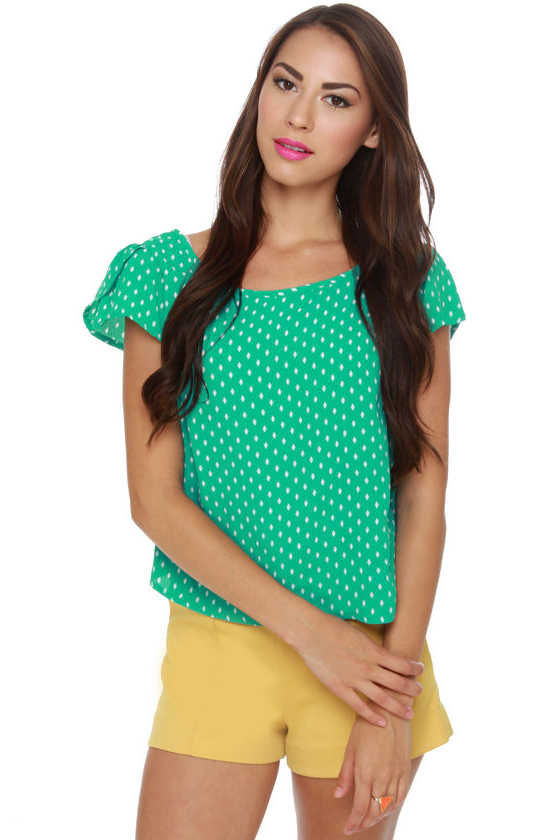 Lucy Love Krissy Mint Print Top