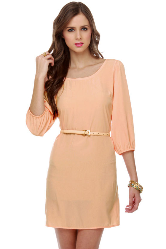 Babytalk Belted Peach Dress