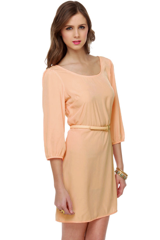 Babytalk Belted Peach Dress