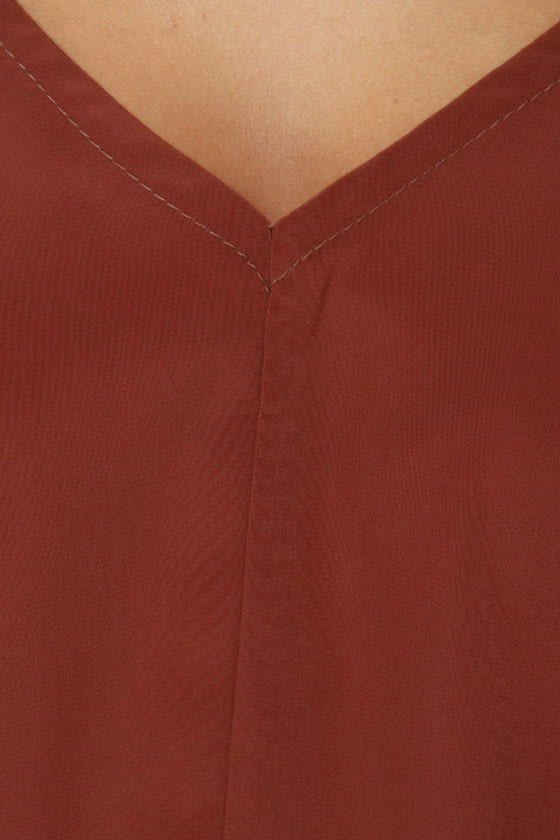 Classy Brick Red Top - V Neck Top - Short Sleeve Top - $29.00
