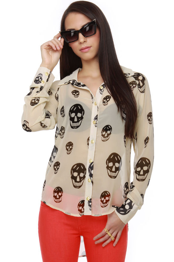 Vanitas Ivory Skull Print Top