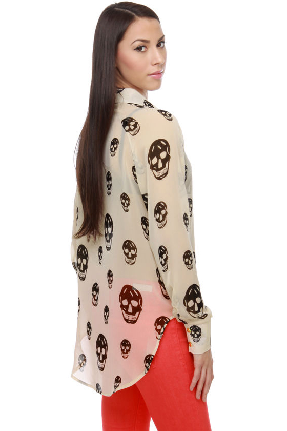Vanitas Ivory Skull Print Top