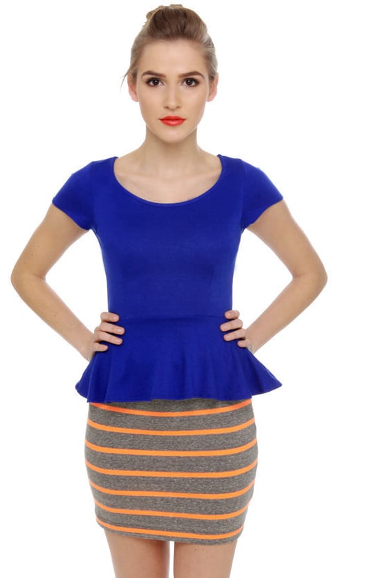 royal blue peplum top