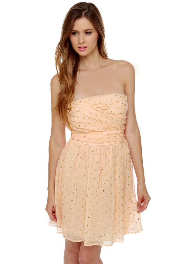 Lovely Strapless Dress - Peach Dress - Pink Dress - $48.00 - Lulus