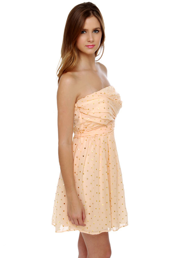 Golden Apples of the Sun Strapless Peach Dress