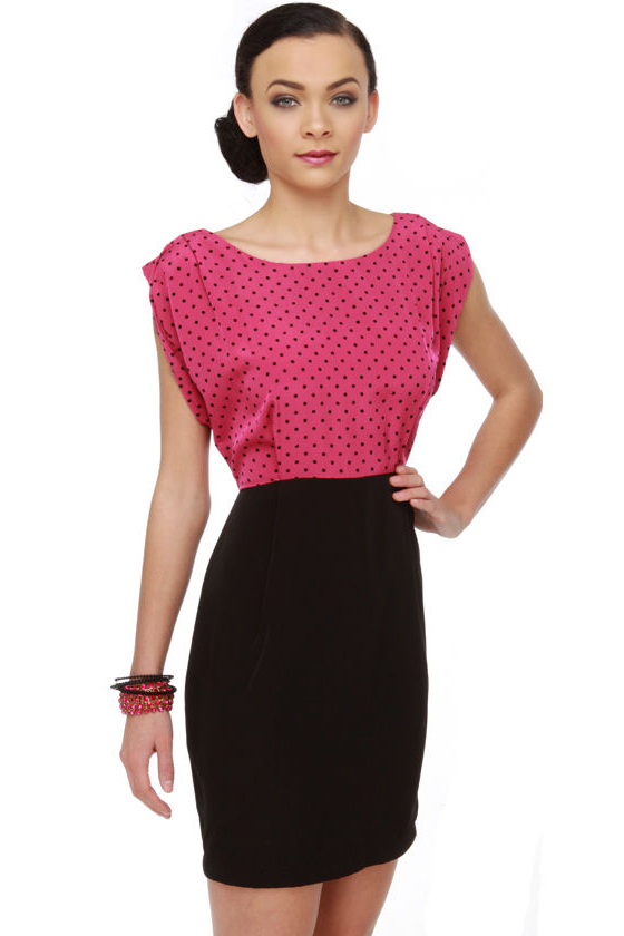 Beauty with a Briefcase Pink Polka Dot Dress