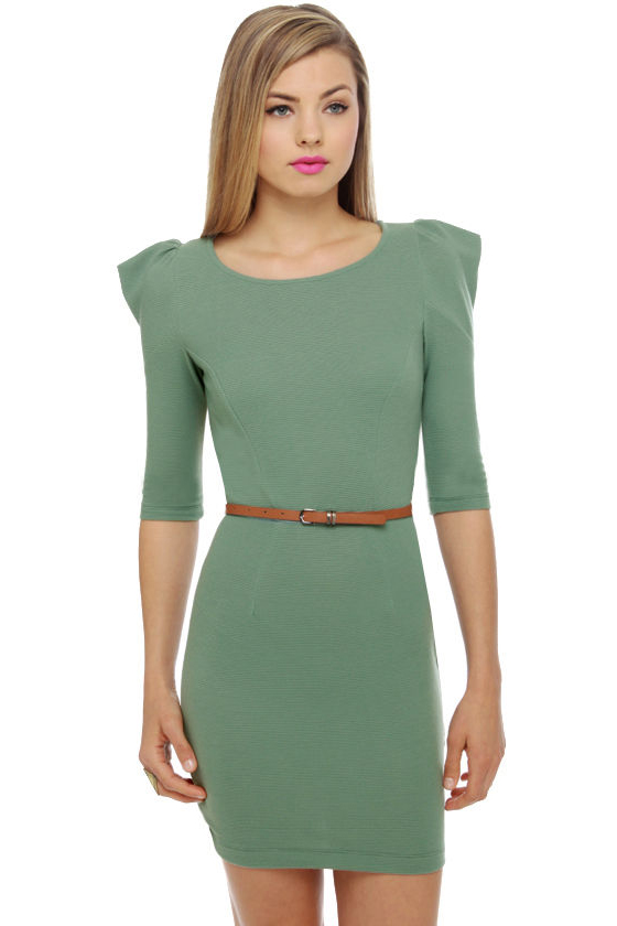 Sage Green Dress - Body-Con Dress - Belted Dress - $41.00 - Lulus