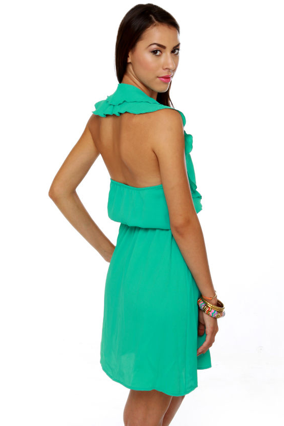 Ocean View Turquoise Halter Dress