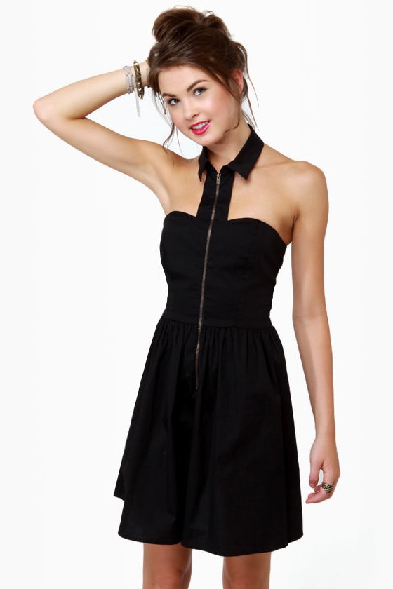 Little Black Dress - Collared Dress - Zipper Dress - $41.00 - Lulus