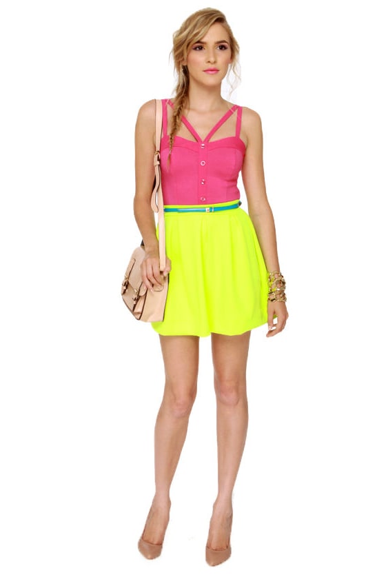 Win Win Situation Fuchsia Pink Bustier Top
