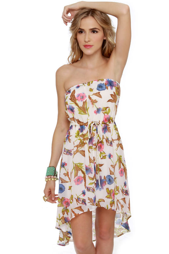 Cute Floral Print Dress - Strapless Dress - $37.00 - Lulus