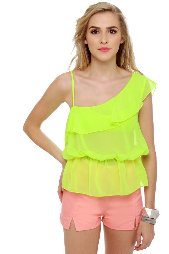 Citric Acid Sheer Neon Lime Top