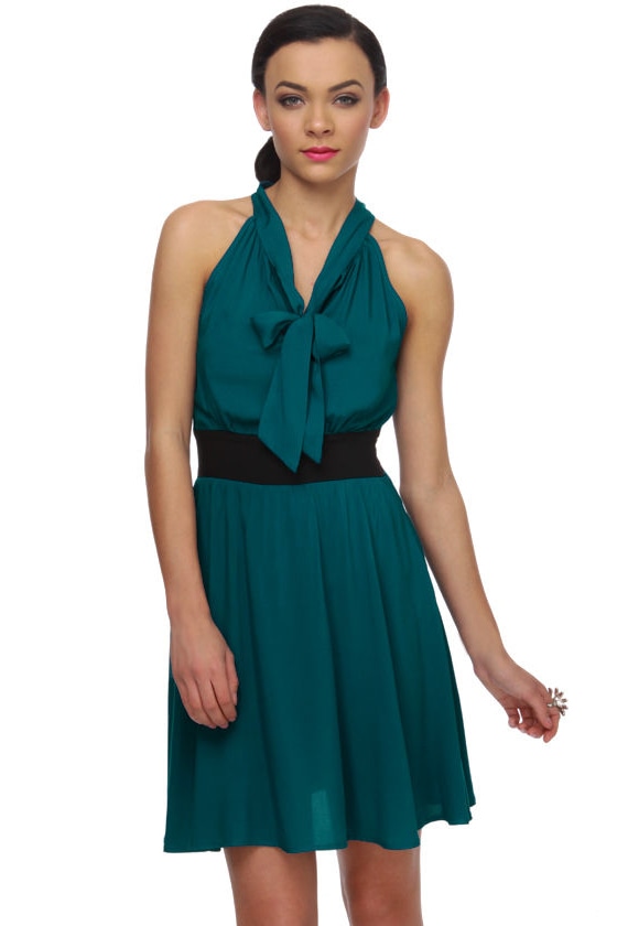 Cute Teal Dress - Halter Dress - Racerback Dress - $40.00
