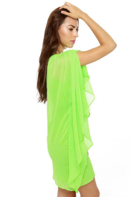 Asymmetry Hugger Neon Green Dress