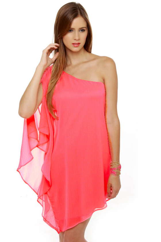 Asymmetry Hugger Neon Pink Dress