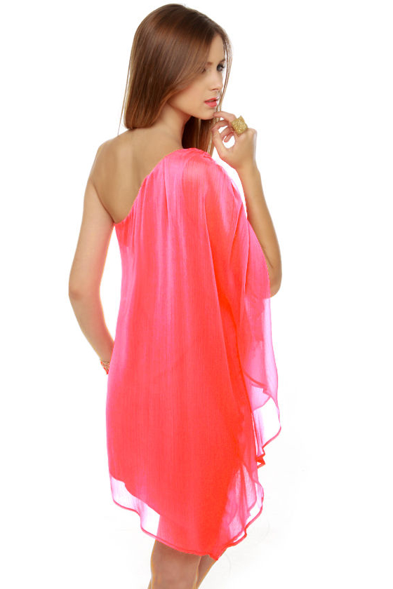 Asymmetry Hugger Neon Pink Dress