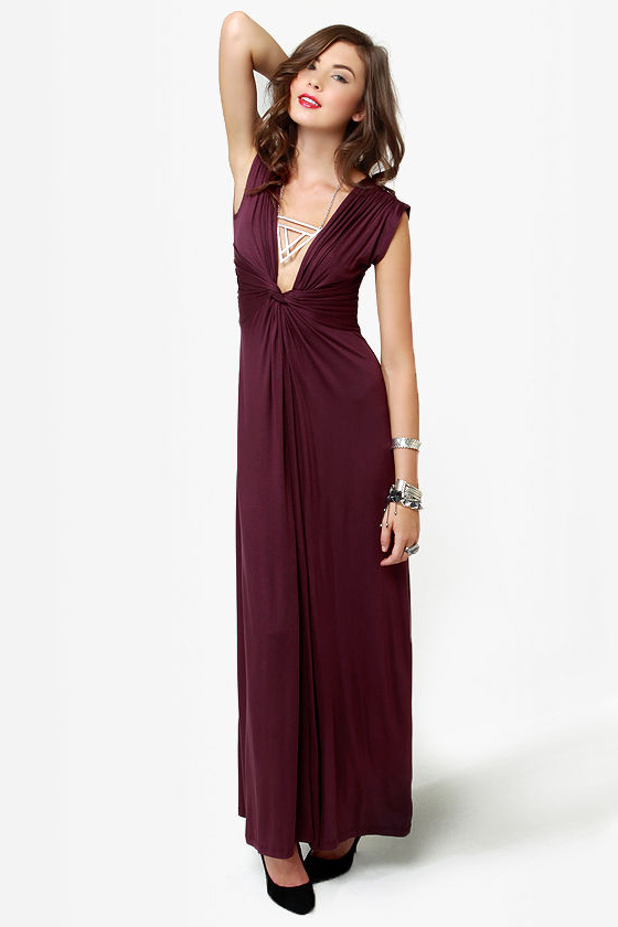 Grand Central Sensation Burgundy Maxi Dress