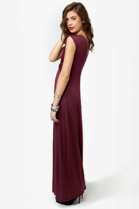 Grand Central Sensation Burgundy Maxi Dress