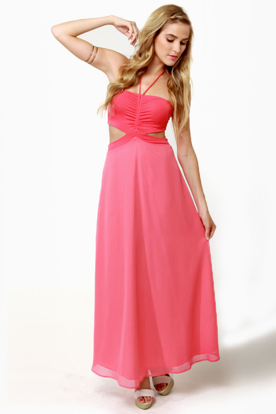 Long Division Coral Pink Maxi Dress