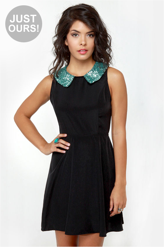 On Cloud Shine Black Sequin Dress