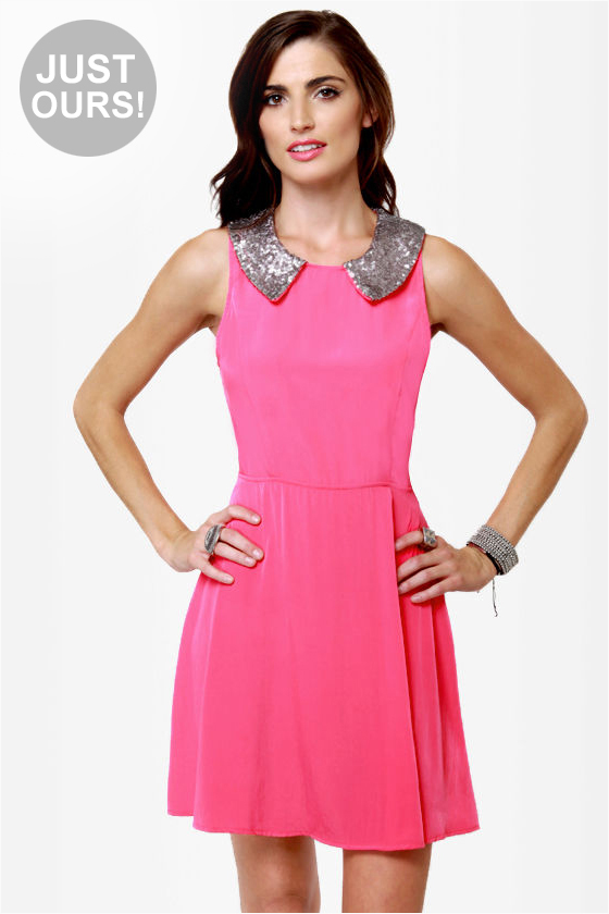 On Cloud Shine Hot Pink Sequin Dress