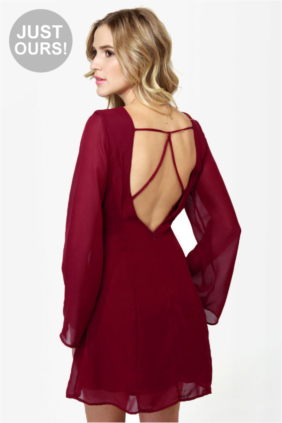 Back in a Flash Burgundy Dress