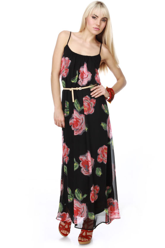 La Rosa Negra Floral Maxi Dress