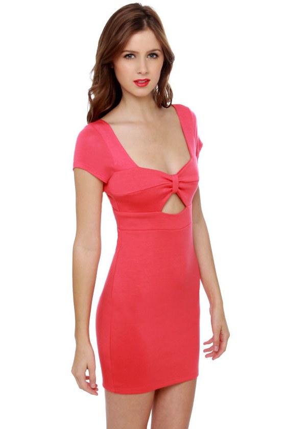 Cute Coral Pink Dress - Cutout Dress - Coral Dress - $37.50 - Lulus