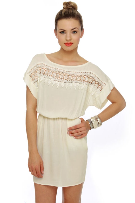 Pretty Ivory Dress - White Dress - Lace Dress - $44.50 - Lulus